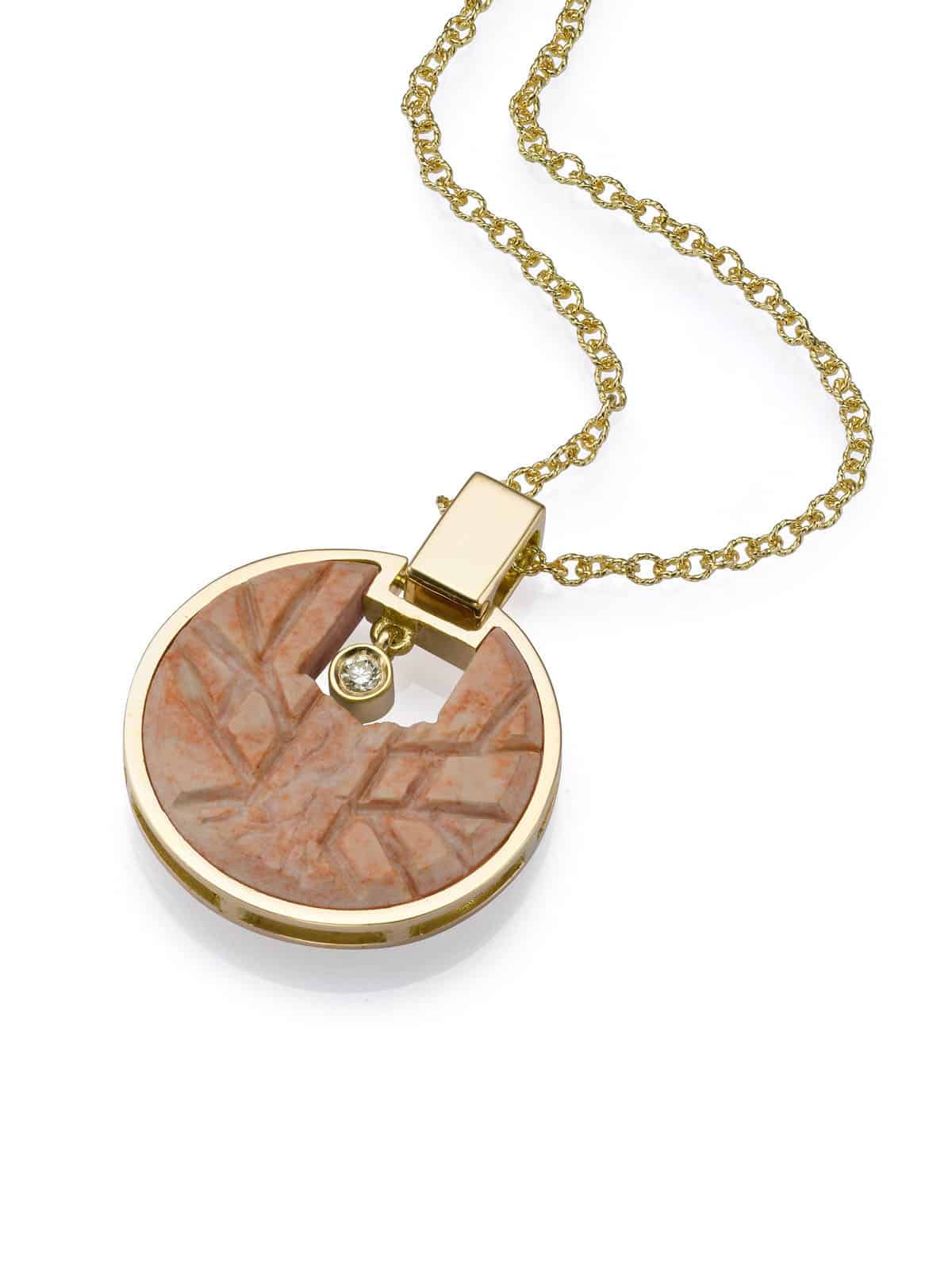 Tree of Life Round Pendant, 14K Rose Gold and Diamond