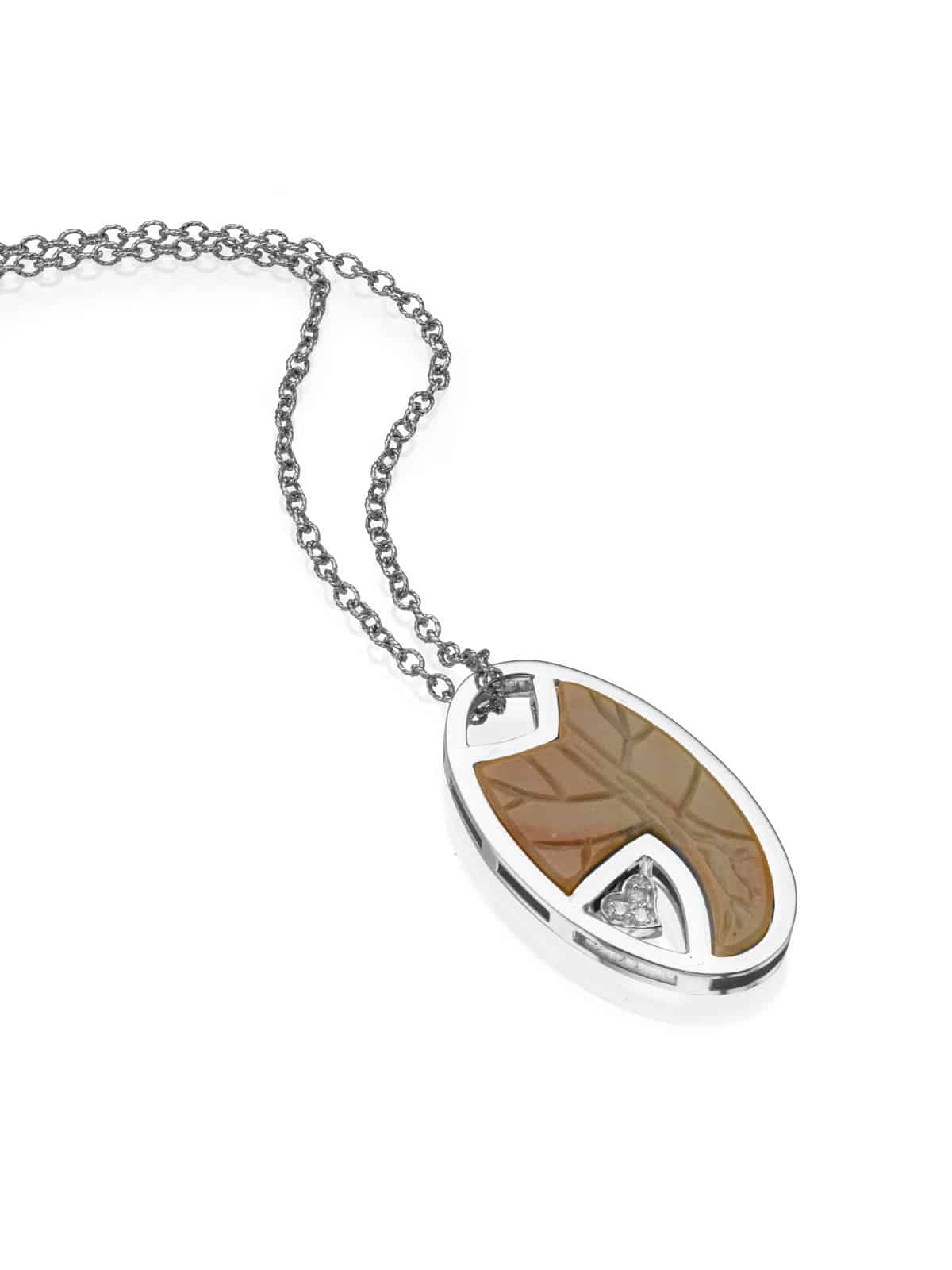 Tree of Life necklace with the Temple Mount Stone white Gold and Diamond