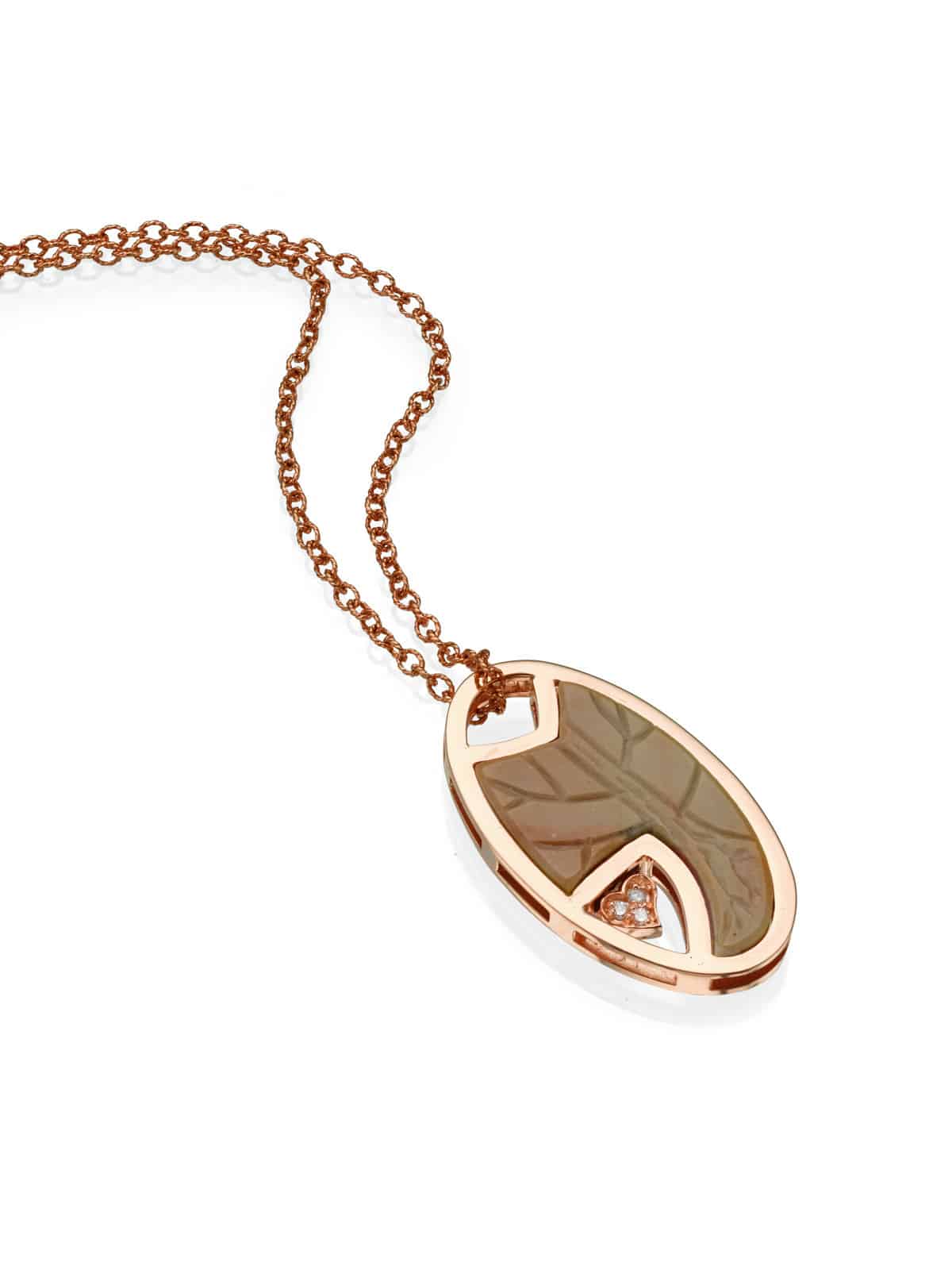Tree of Life necklace with the Temple Mount Stone rose Gold and Diamond