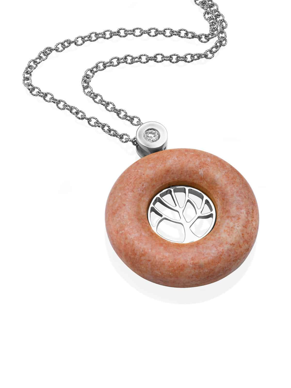 Tree of Life necklace with Temple Mount stone, Gold, and Diamond
