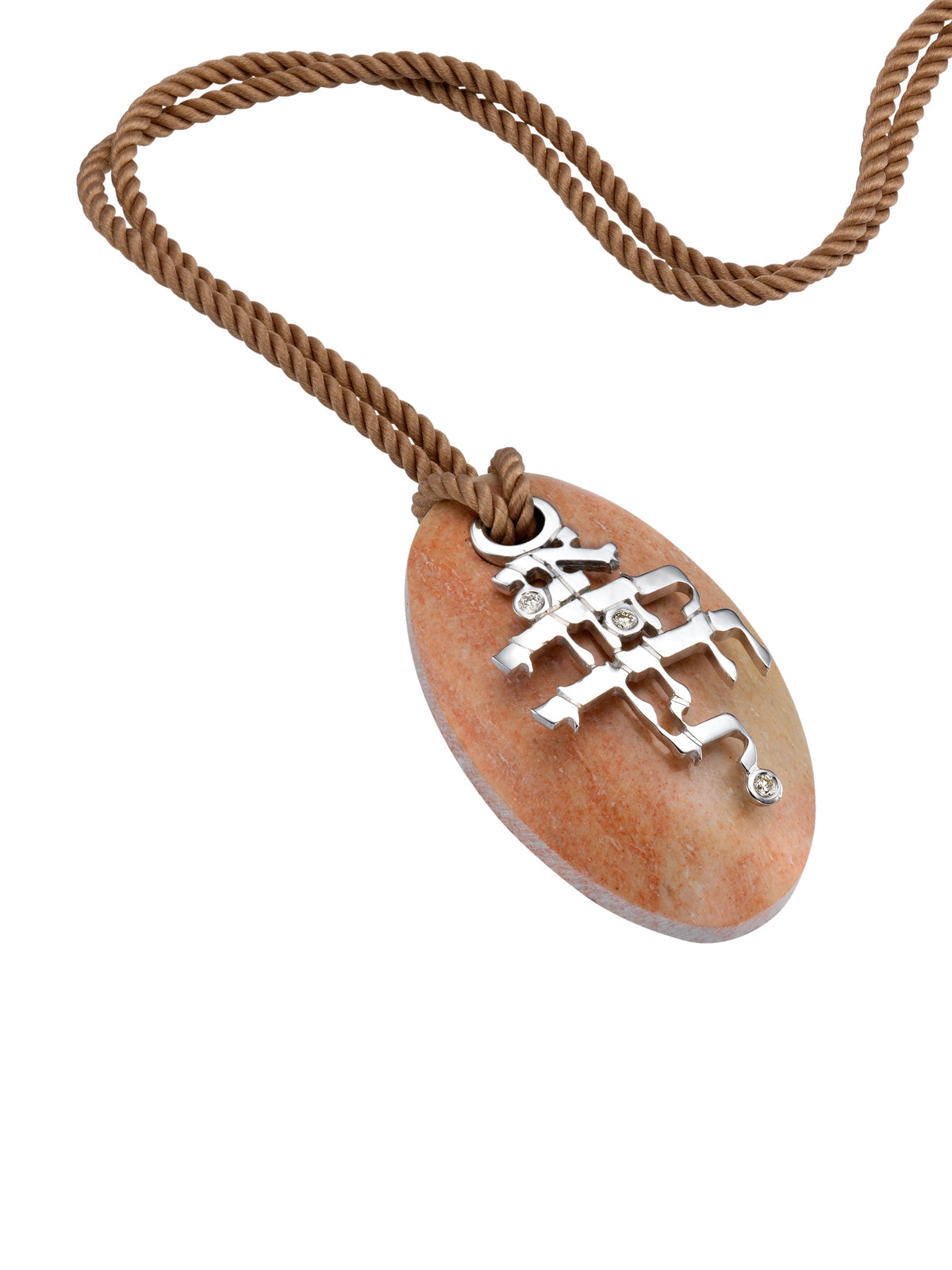 Jewish Jewelry - Ani Le Dodi Necklace White Gold and Diamond with Temple Mount stone