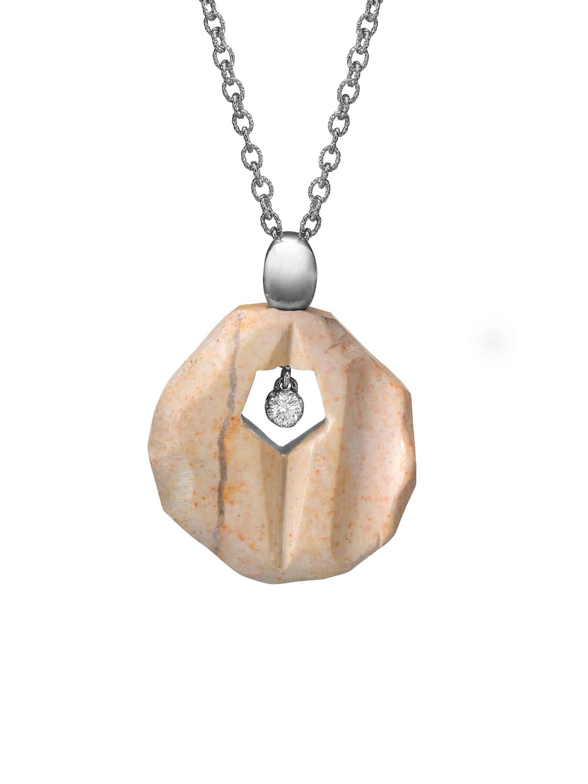 Star Of David Necklace with Temple Mount Stone, Gold and Diamond