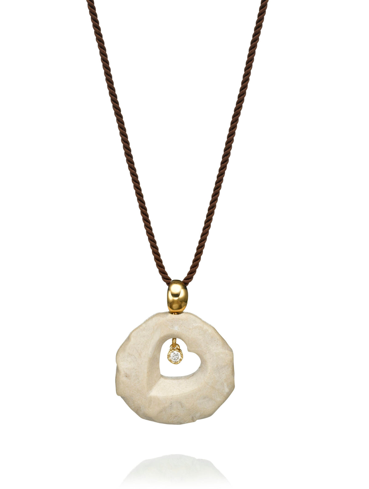 Heart Shape Pendant With Jerusalem Stone from Temple Mount Stone and Diamond