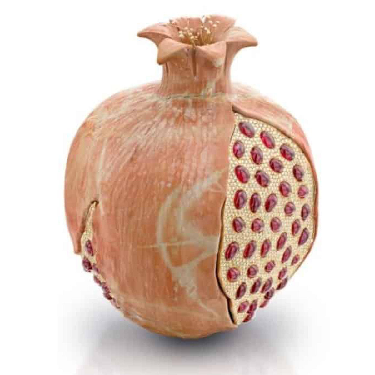 Jewish Gifts Pomegranate with Jerusalem Stone, Diamonds And Rubies