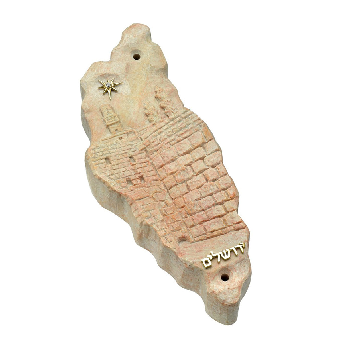 Temple Mount Stone Mezuzah Masterpiece, Diamonds & Gold