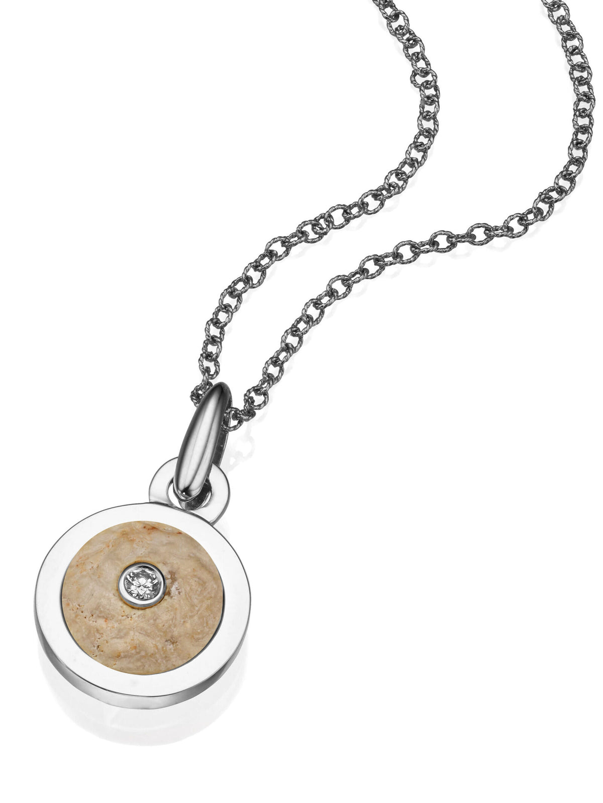 White Gold and Diamond Round Pendant