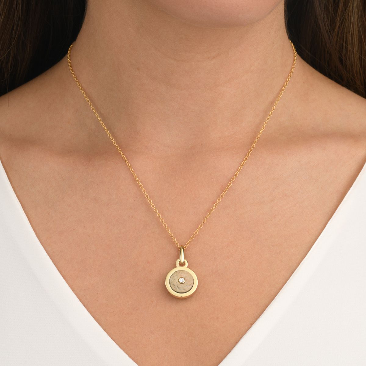 Yellow Gold and Diamond Round Pendant