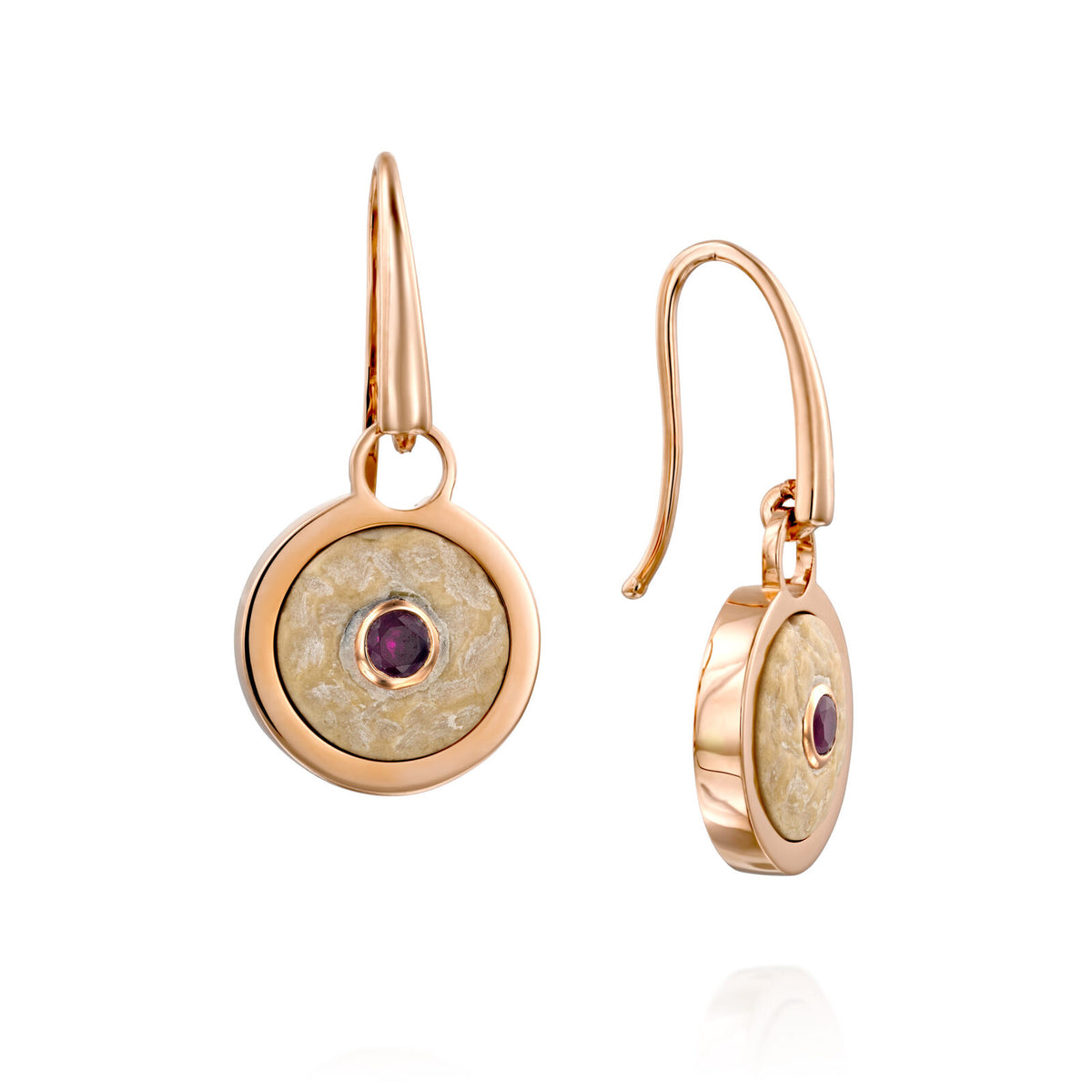 Ruby Circle of Faith Earrings With Jerusalem Stone