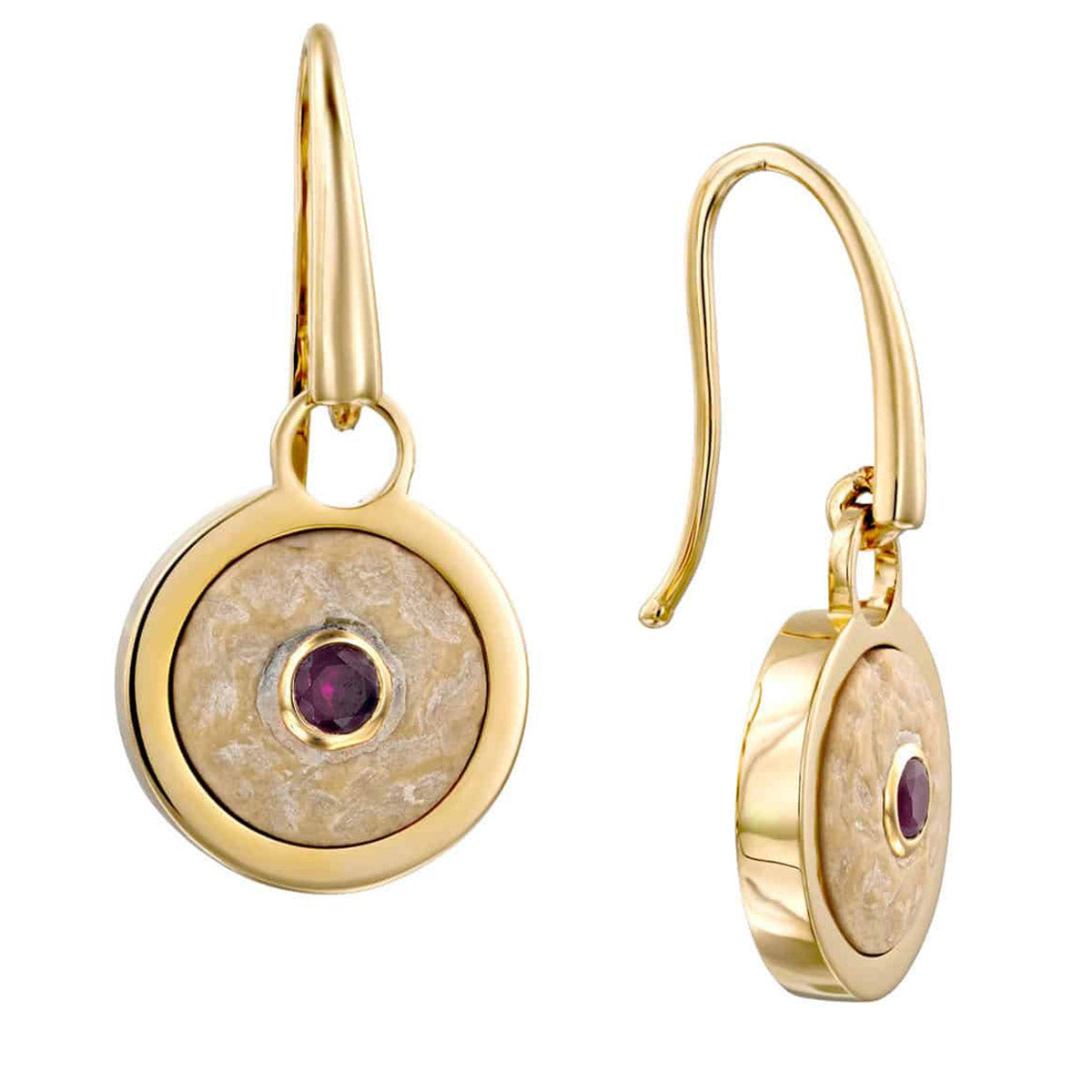 Ruby Circle of Faith Earrings With Jerusalem Stone