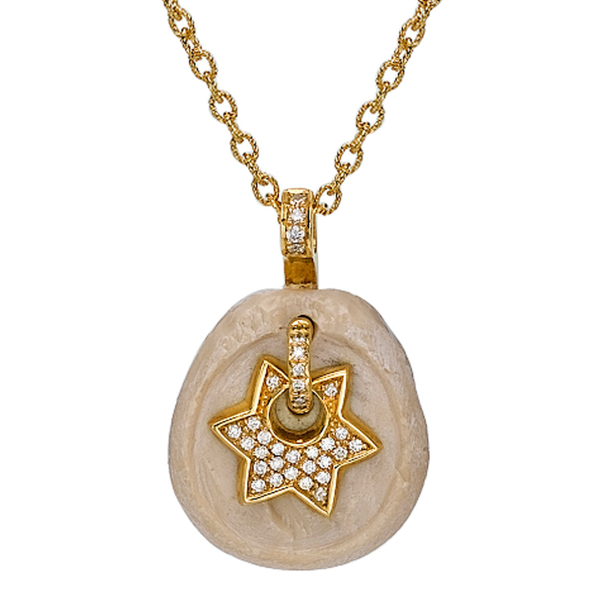 Star Of David Diamond Pendant with Jerusalem Stone from Temple Mount