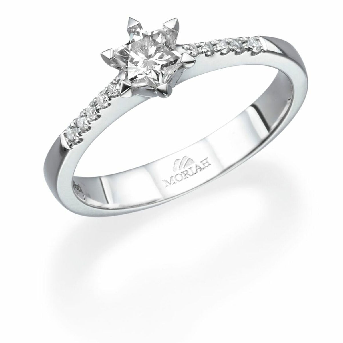 Star Of David Engagement Ring, White Gold set with Diamonds