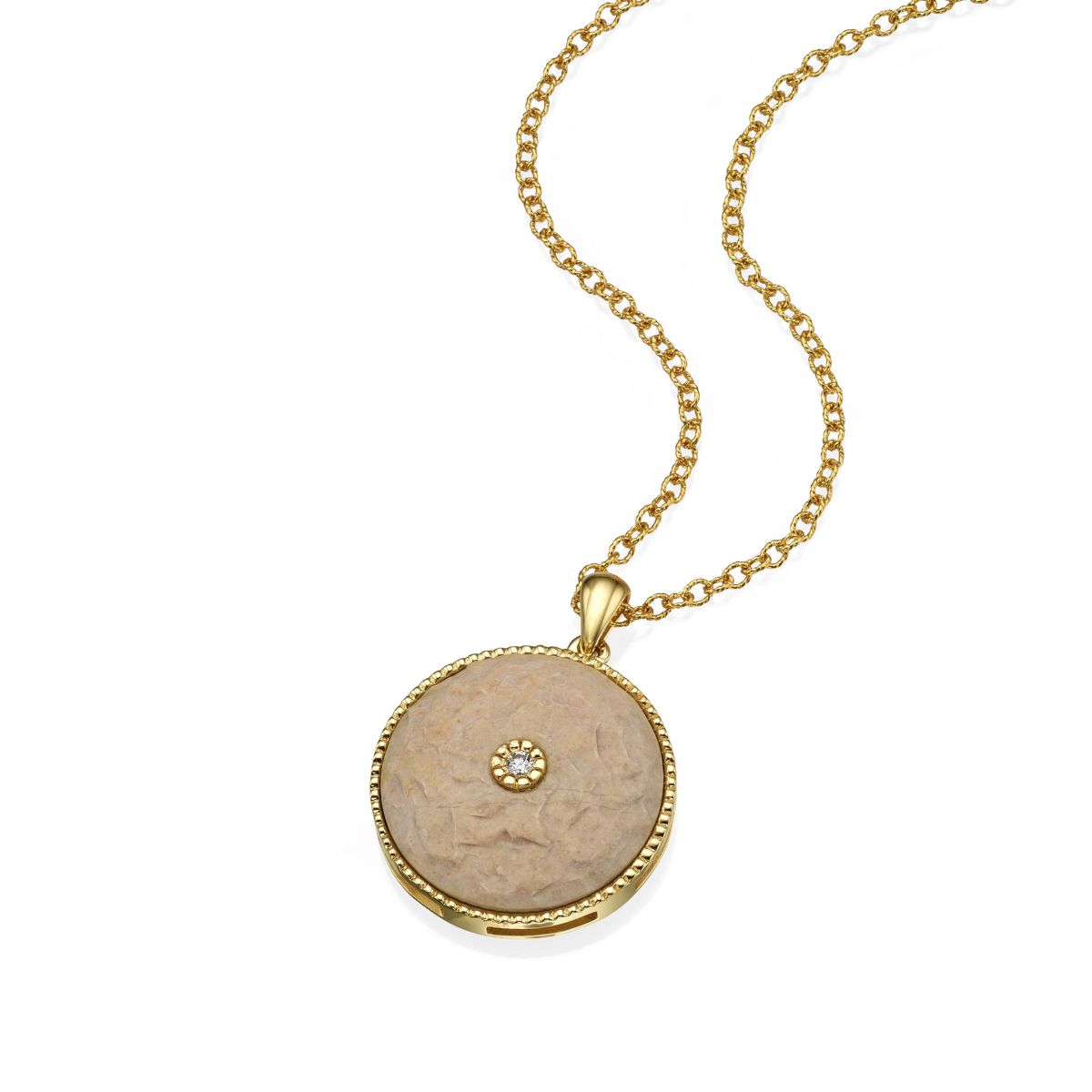 Round Shape Temple Mount Pendant, Yellow Gold and Diamond