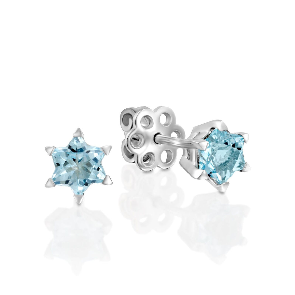 White gold and topaz earrings in the shape of a Star of David