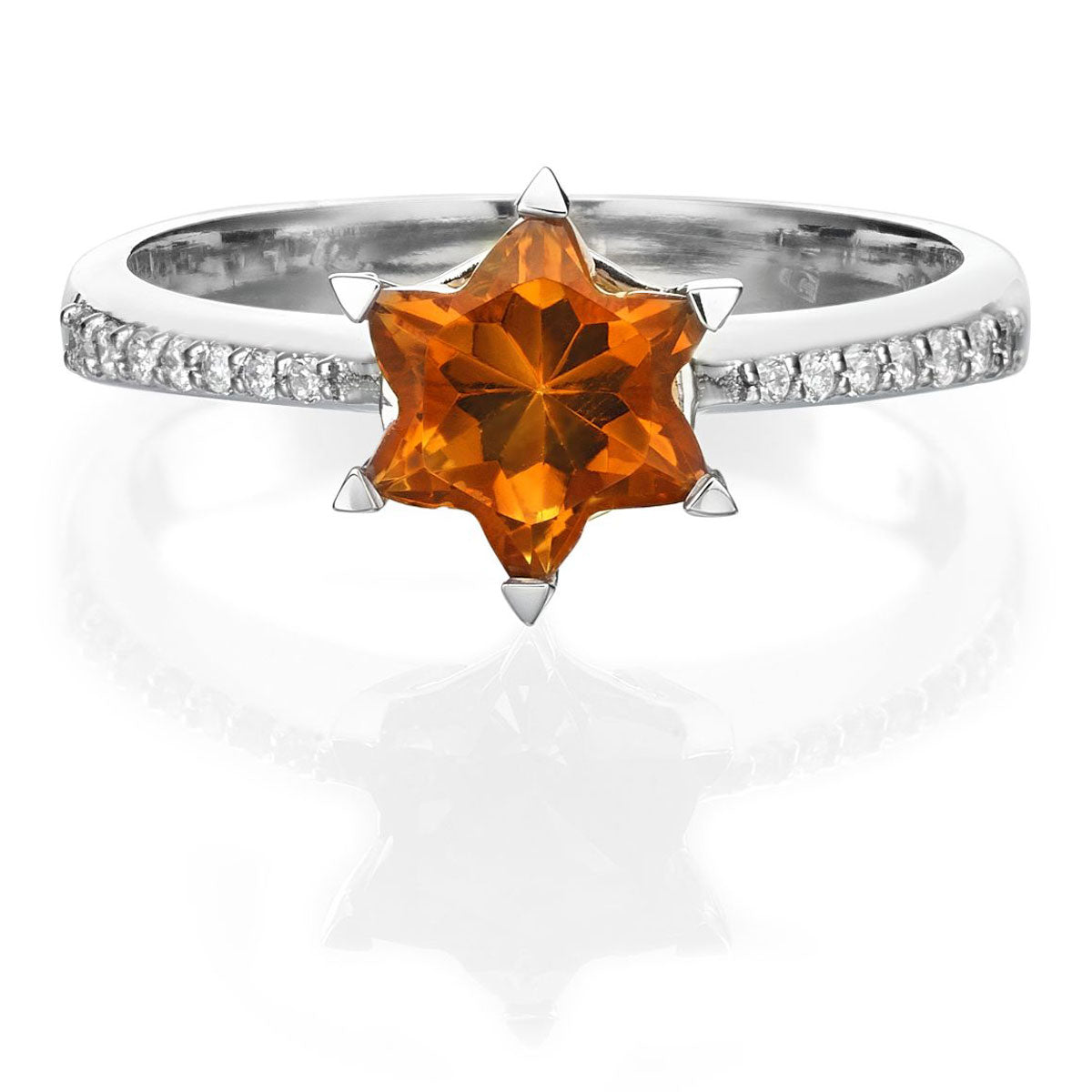 Citrine and Diamonds Star Of David Ring