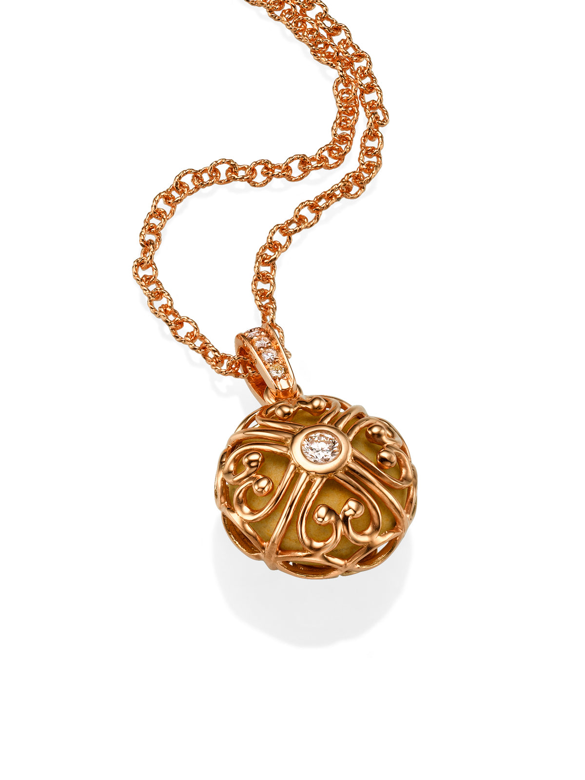 Heart Necklace with Temple Mount Stone, rose gold And Diamonds