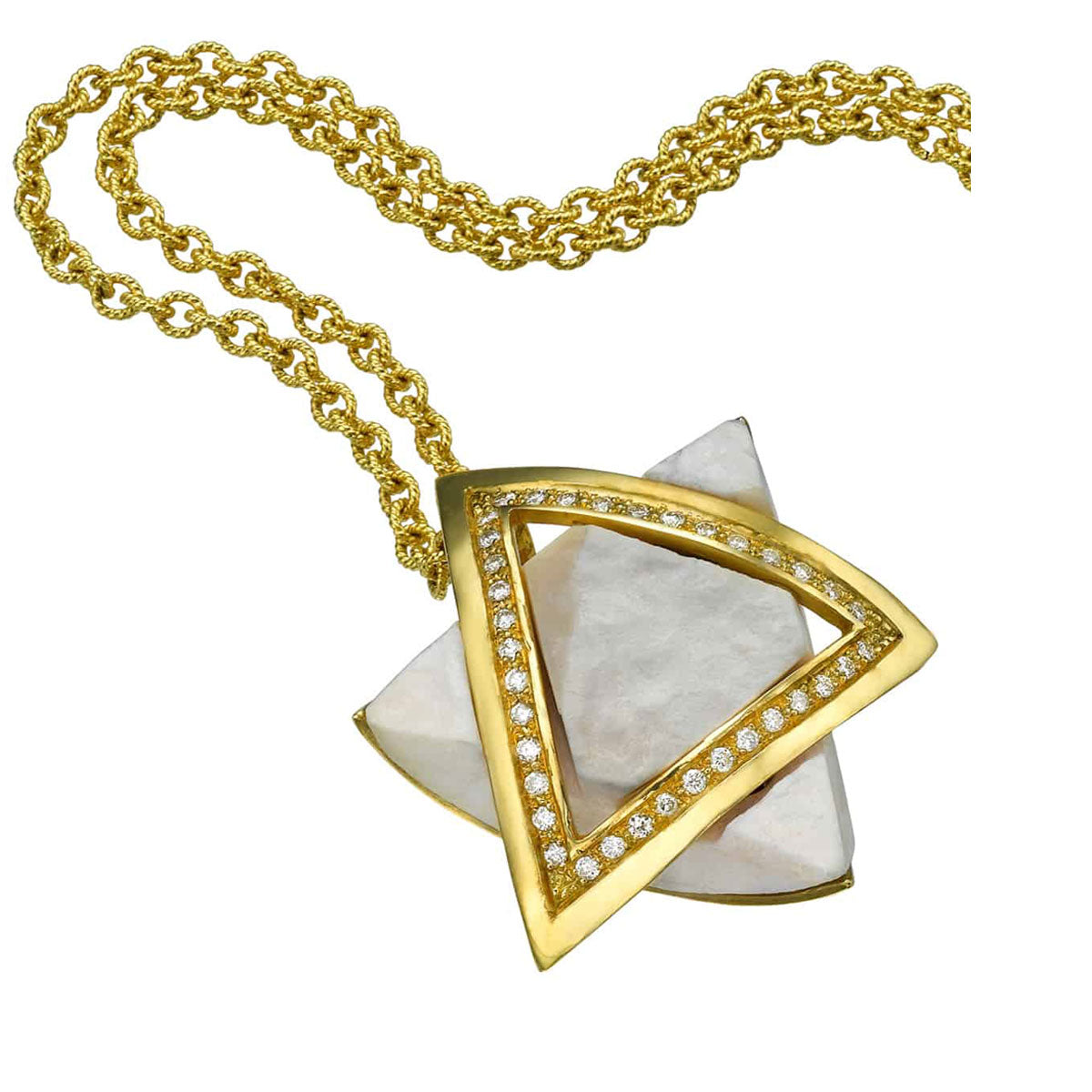 Star of David Diamond Pendant, Moriah’s Collection with The Jerusalem Stone and Yellow Gold