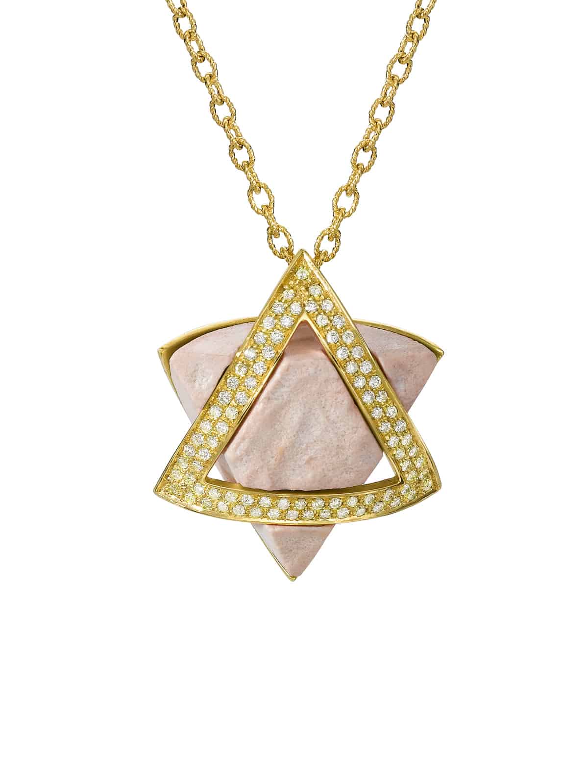 Star of David Pendant Temple Mount Stone, Diamond and 18K White Gold