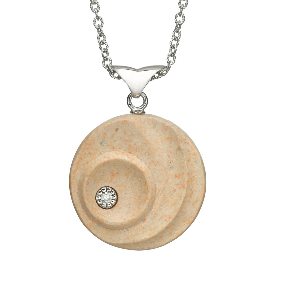 Gold and Diamond Circles Pendant set with a single diamond