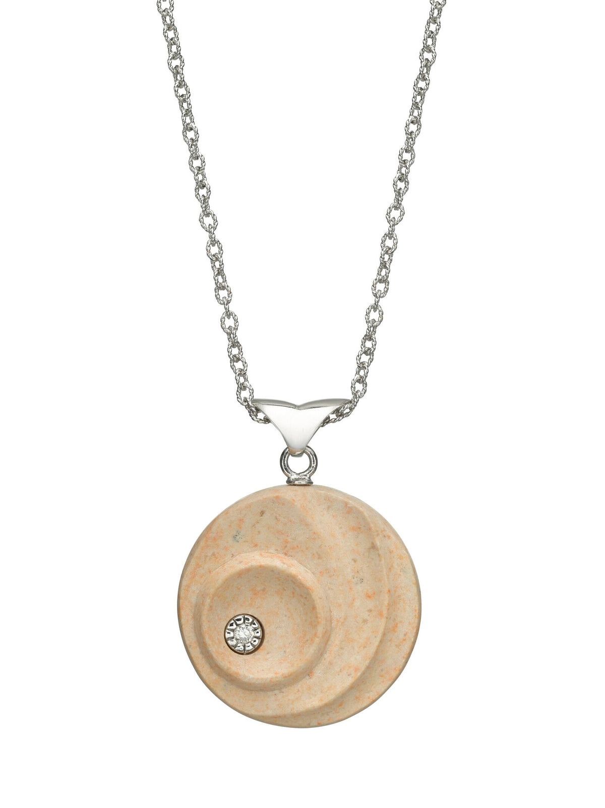 Moriah’s Diamond Jewelry Collection with Temple Mount Stone. Gold and Diamond Circles Pendant set with a single diamond