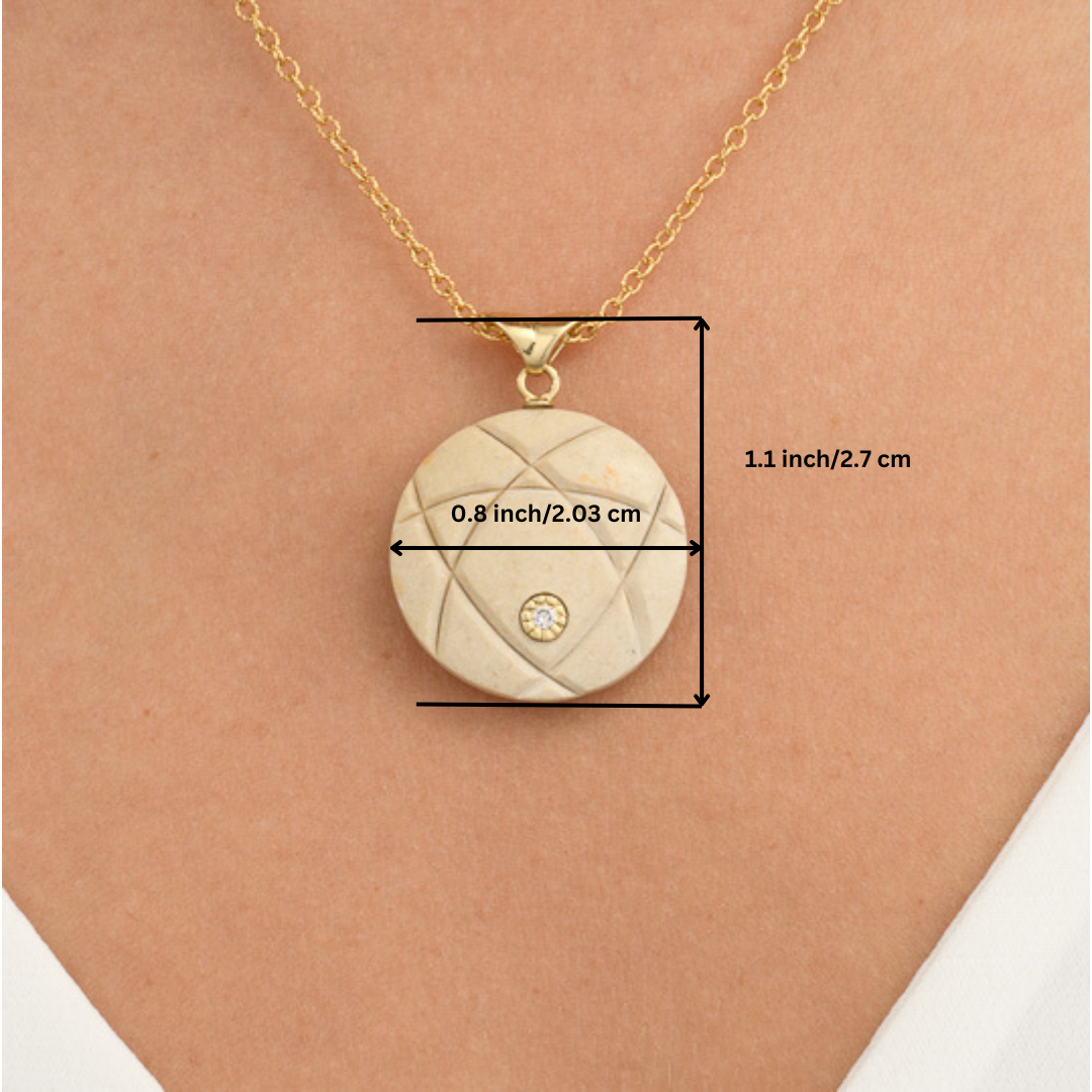 Star Of David Round Pendant, Gold and Diamond