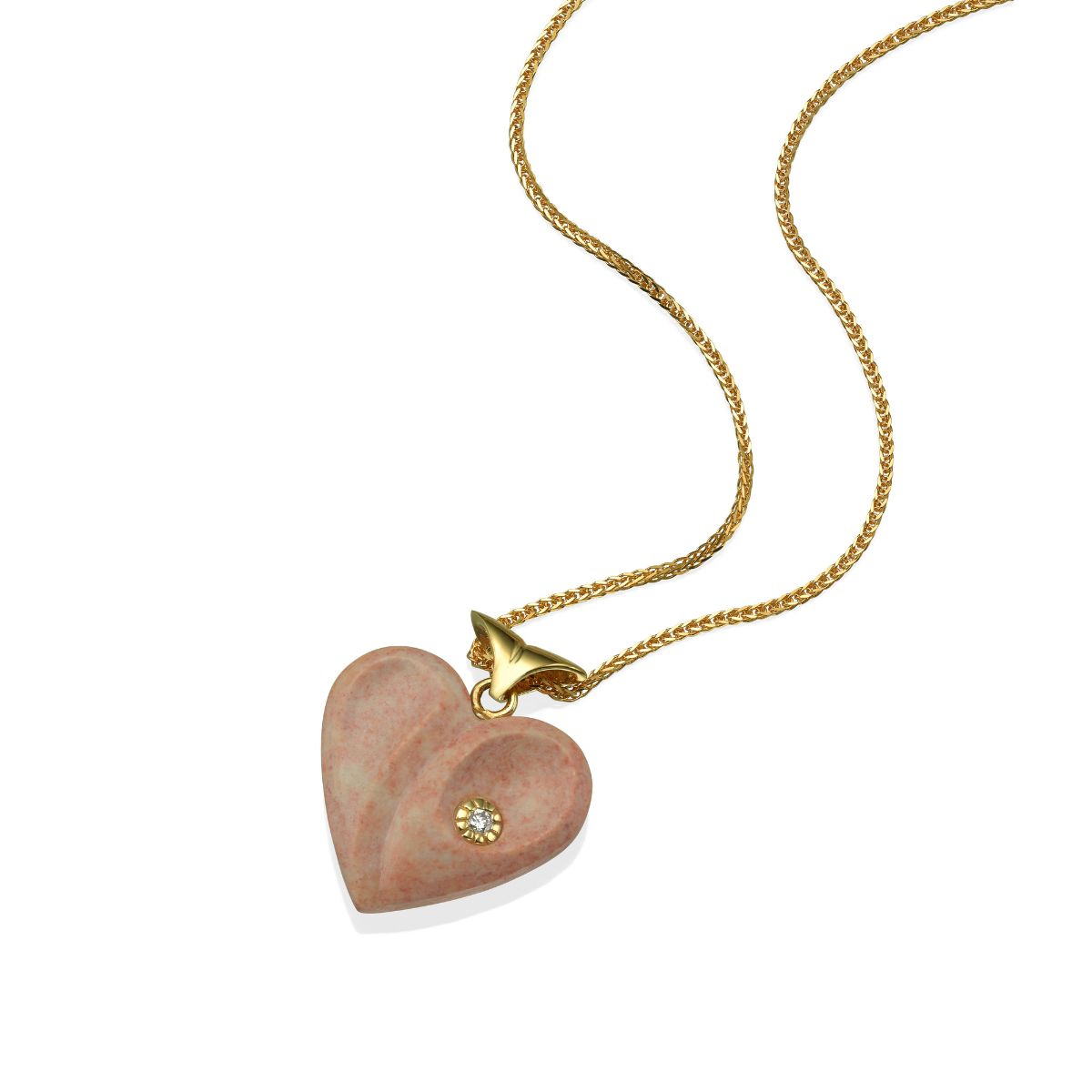 Heart Shaped Pendant with Temple Mount Stone, Gold, and Diamonds