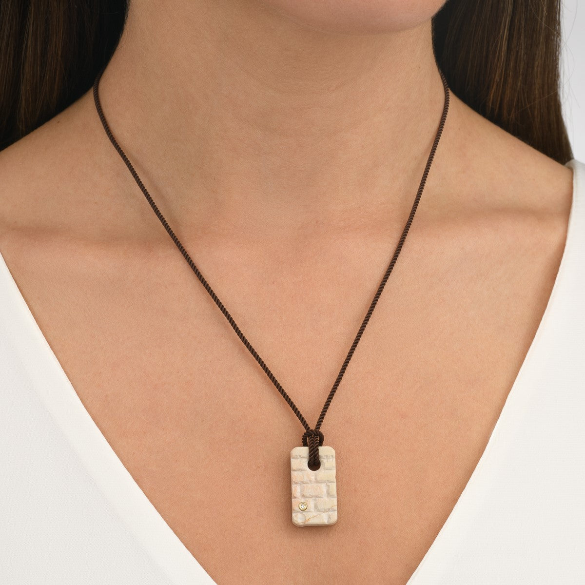 The wailing wall of Jerusalem Pendant made with Mount Temple stone and diamond