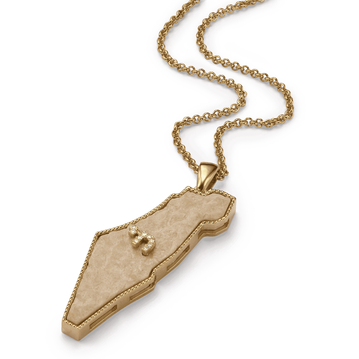 Israel pendant made with Temple Mount stone gold and diamond