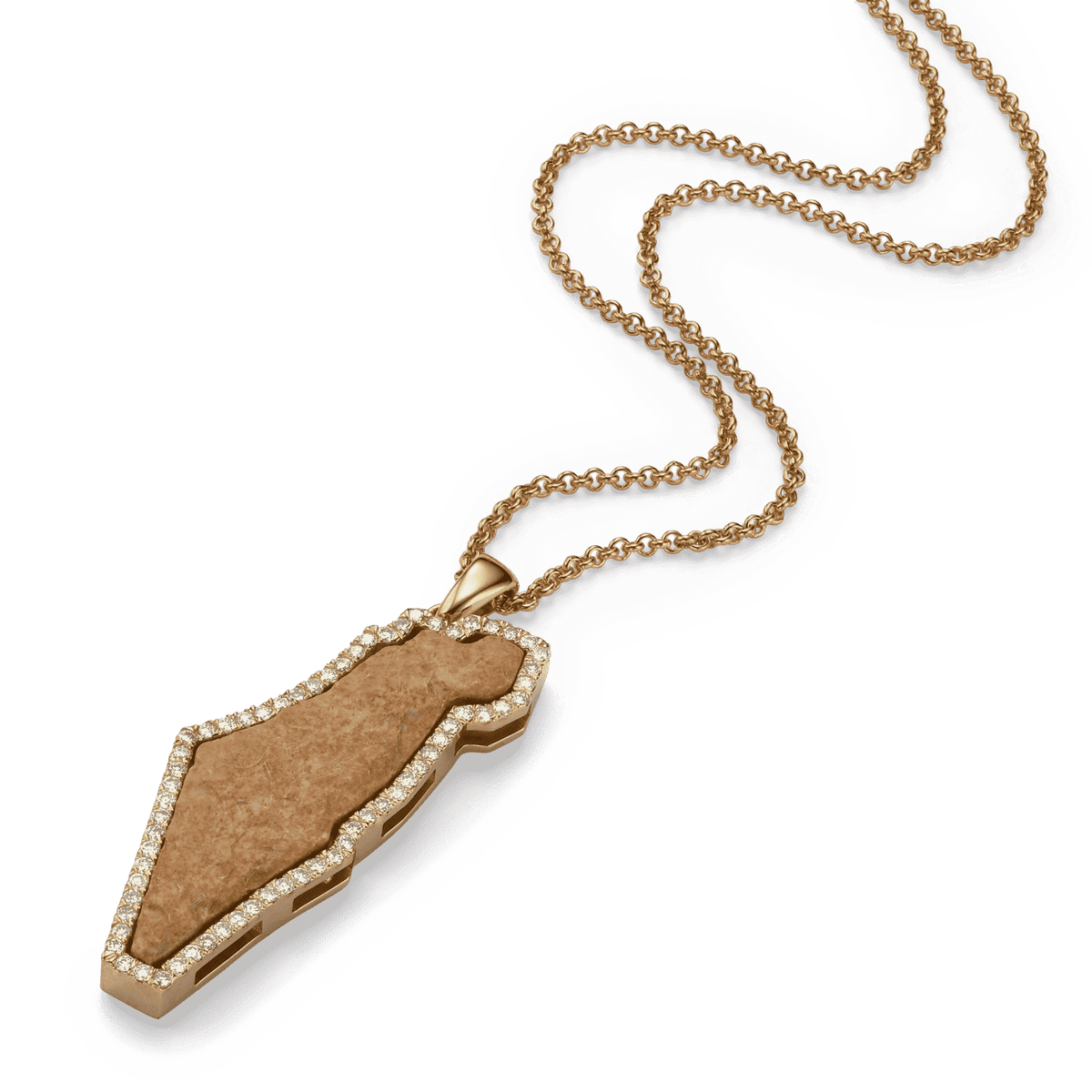 Israel pendant made with Temple Mount stone gold and diamonds