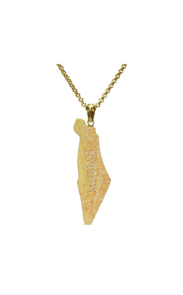 Israel Map Pendant with Star of David, Temple Mount Stone, Gold and Diamond