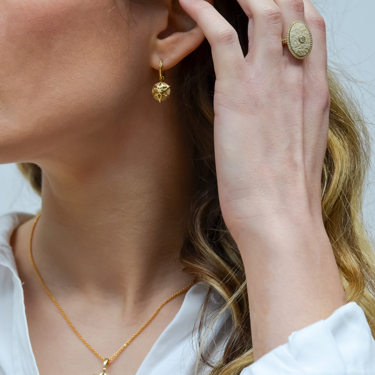 Star of David Earrings Gold and Diamonds