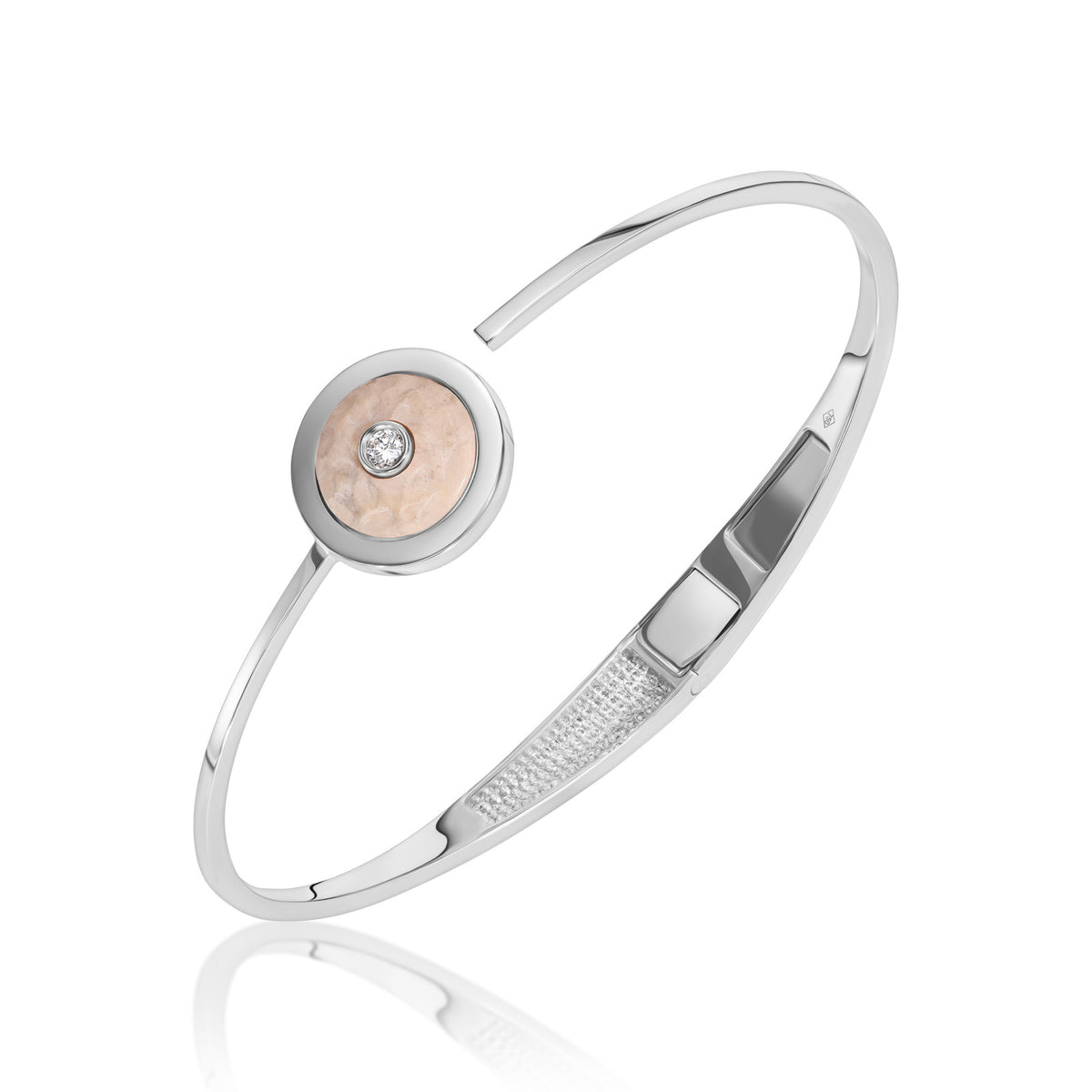 Gold Bracelet, Round Temple Mount Stone with Diamond