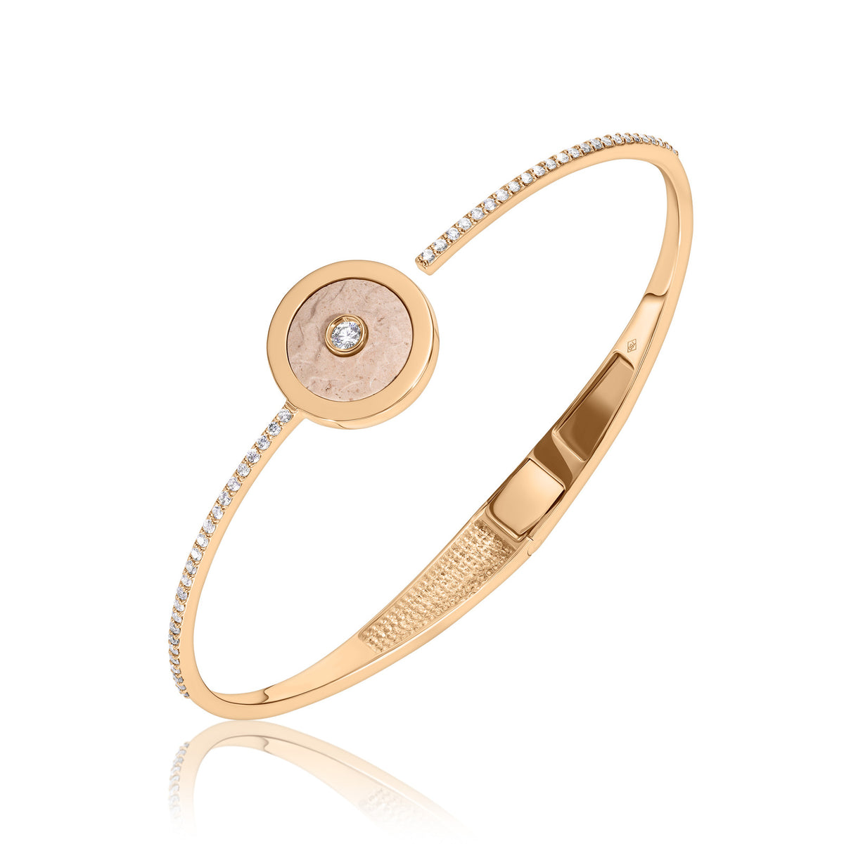 Gold & Diamonds Bracelet, Round Temple Mount Stone