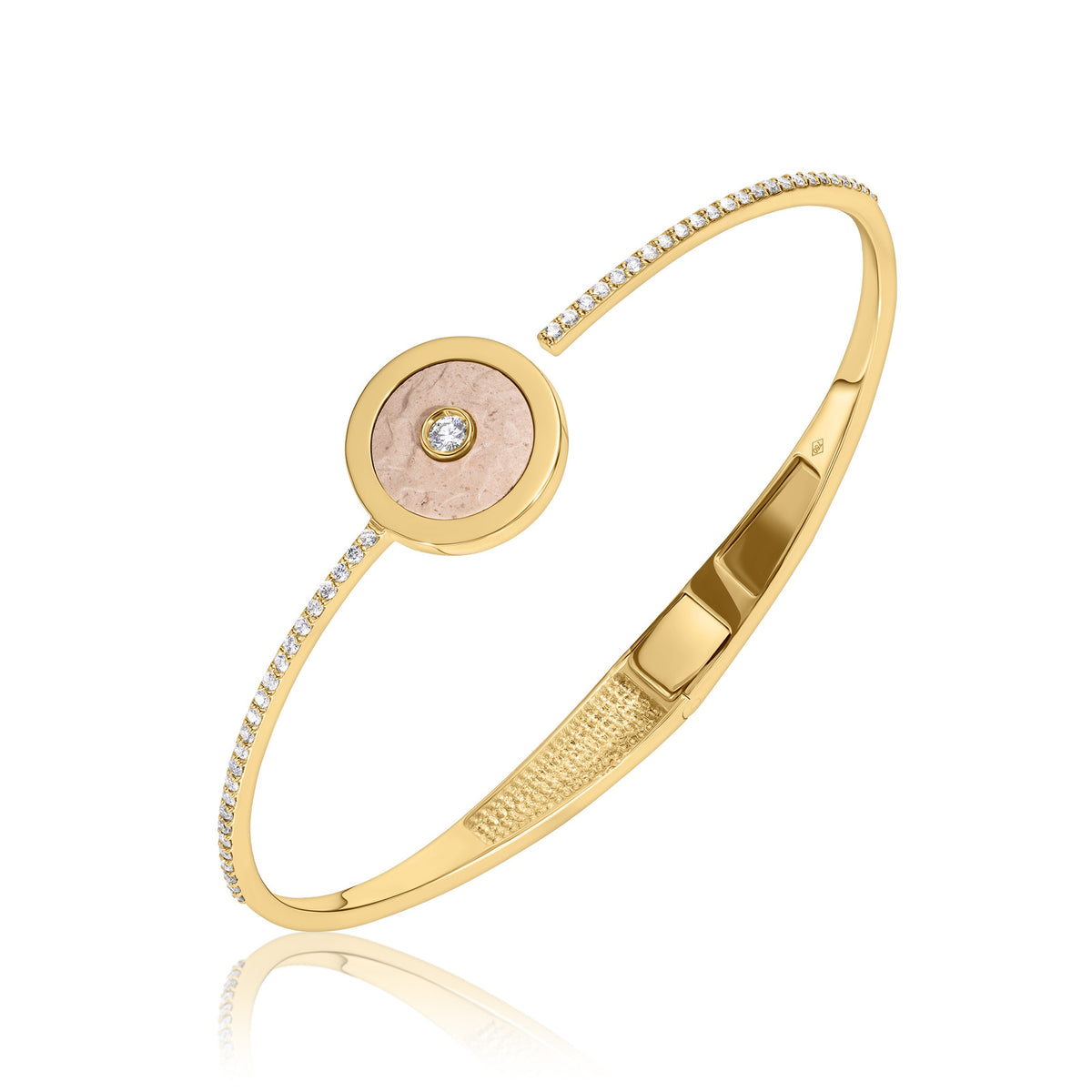 Gold & Diamonds Bracelet, Round Temple Mount Stone