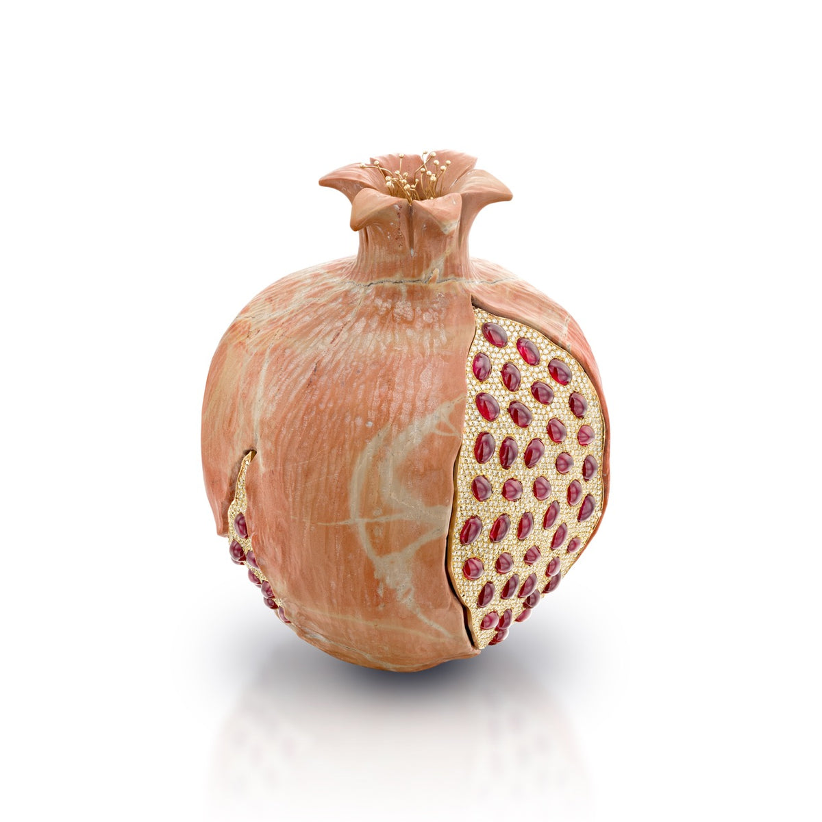 Jewish Gifts Pomegranate with Jerusalem Stone, Diamonds And Rubies