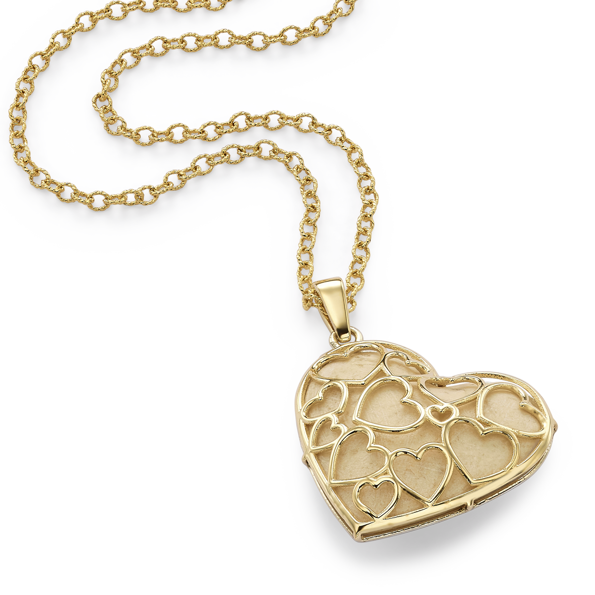 Heart Pendant with 12 Diamonds, 14K Yellow Gold