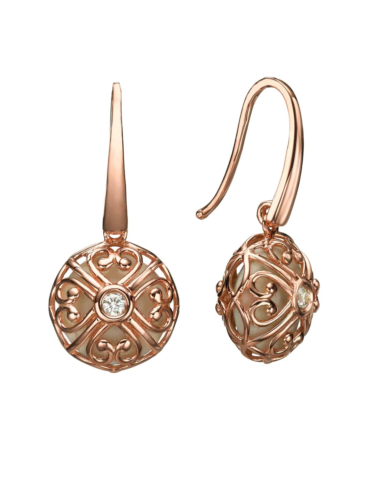 Secret Hearts Earrings with Jerusalem Stone, Rose Gold and Diamond