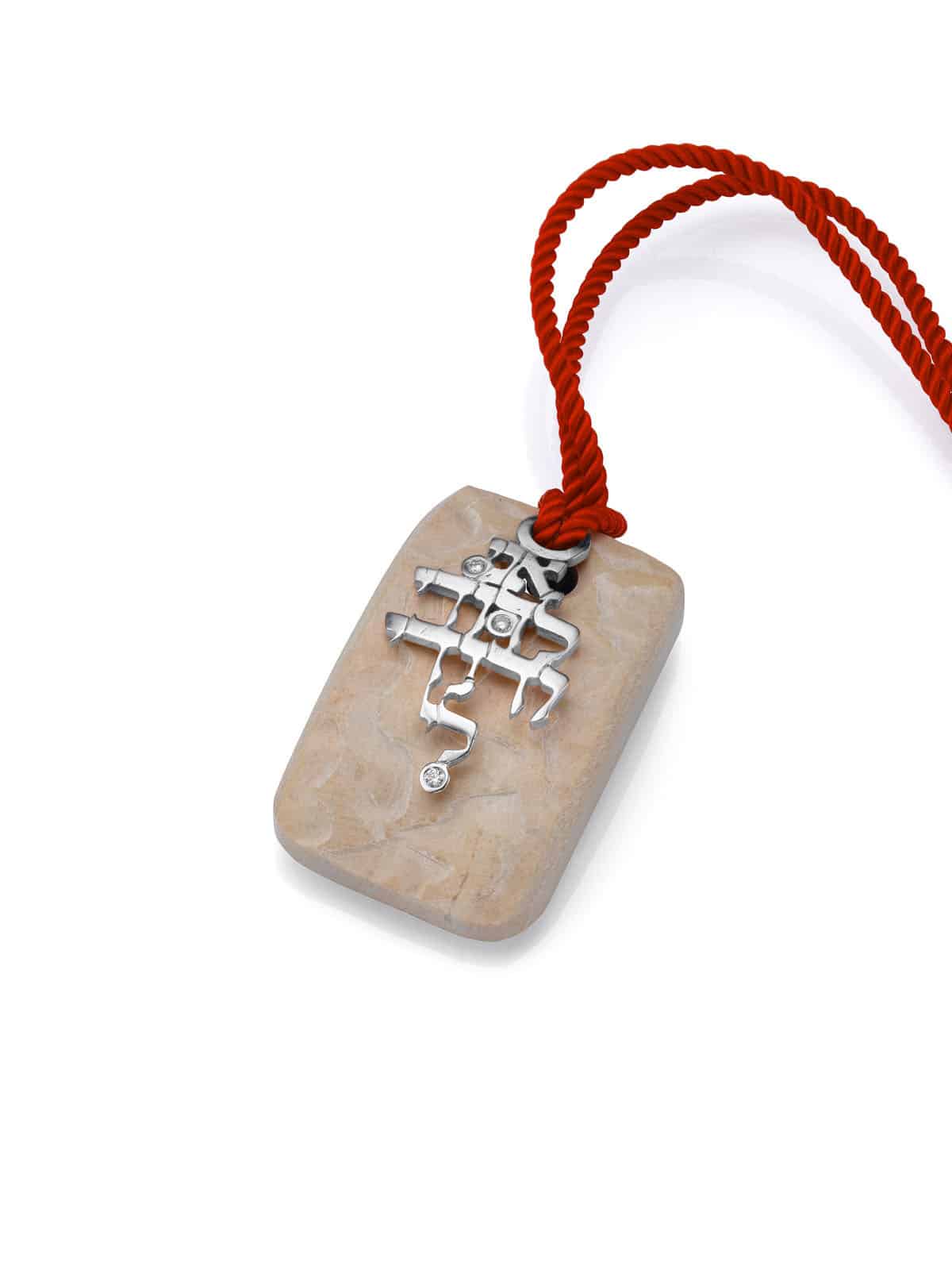 I'm my Beloved’s and my Beloved is Mine Pendant - Moriah's Collection with Temple Mount Stone, Gold, and Diamonds