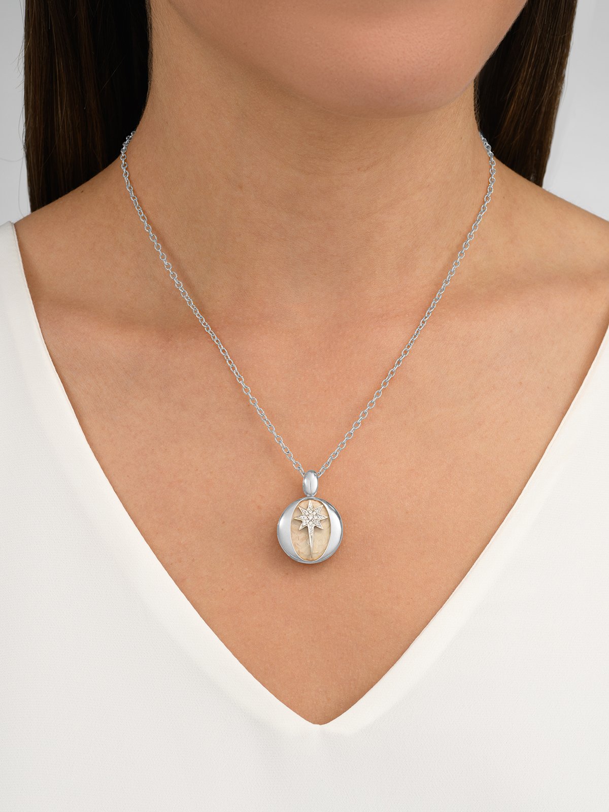 Star Of Bethlehem Gold Necklace With Diamonds and Jerusalem Stone