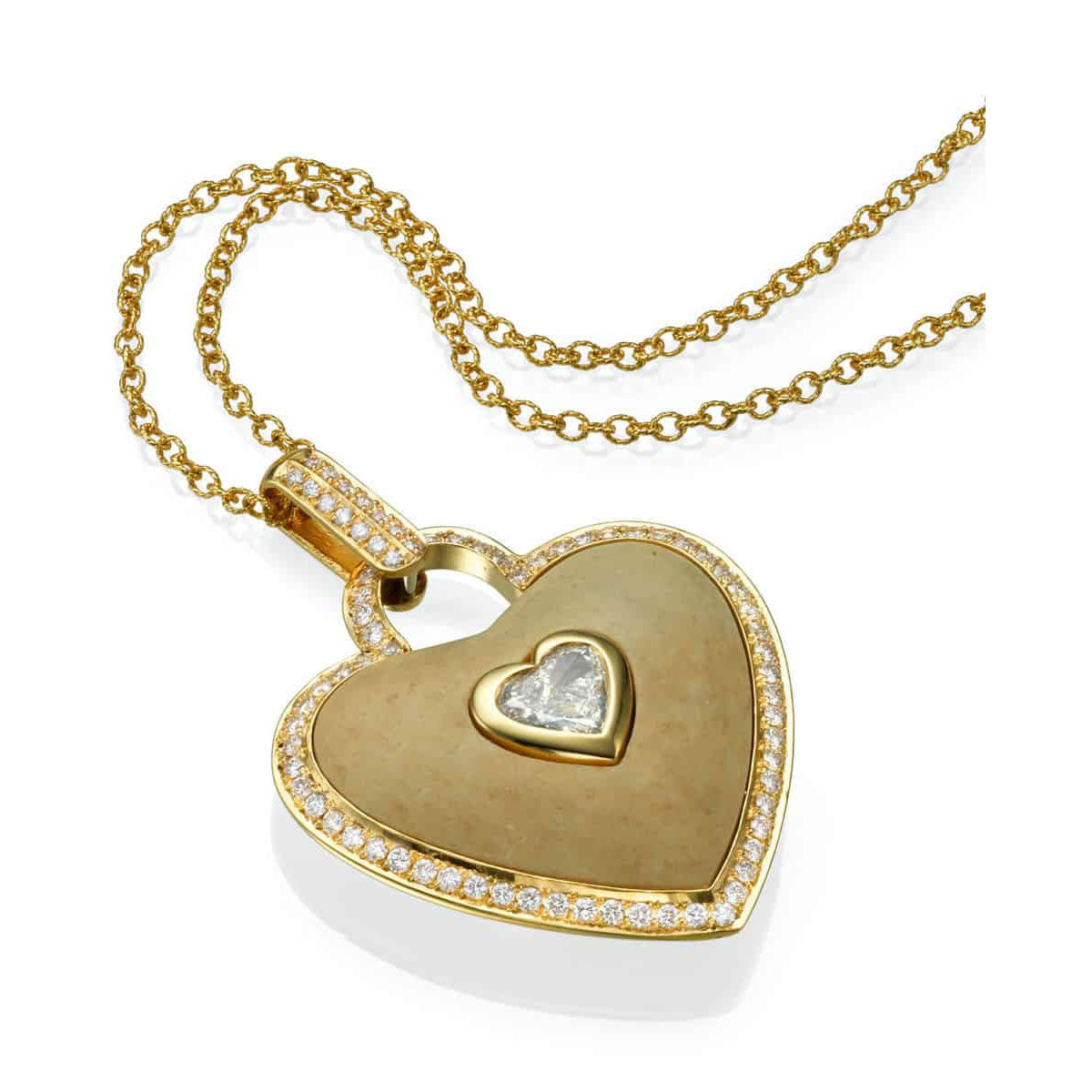 Heart Shaped Pendant, Gold and Diamonds