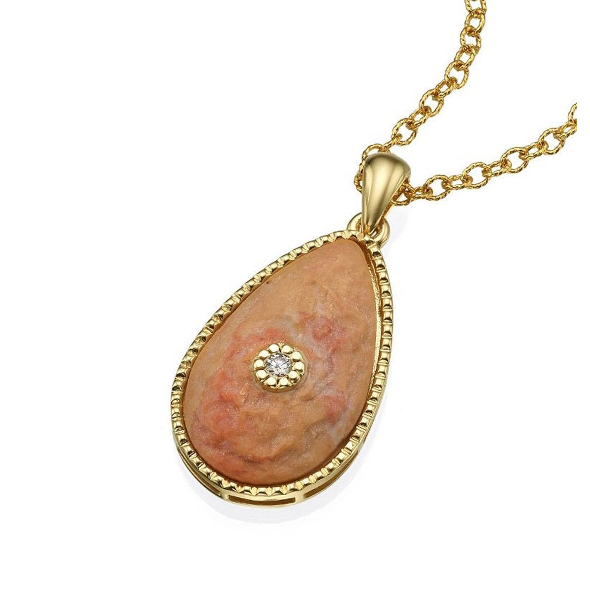 Drop Shaped Diamond Pendant in Yellow Gold
