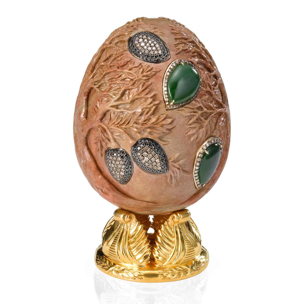 Jerusalem Stone Egg Shape Gold, Gemstones and Diamonds