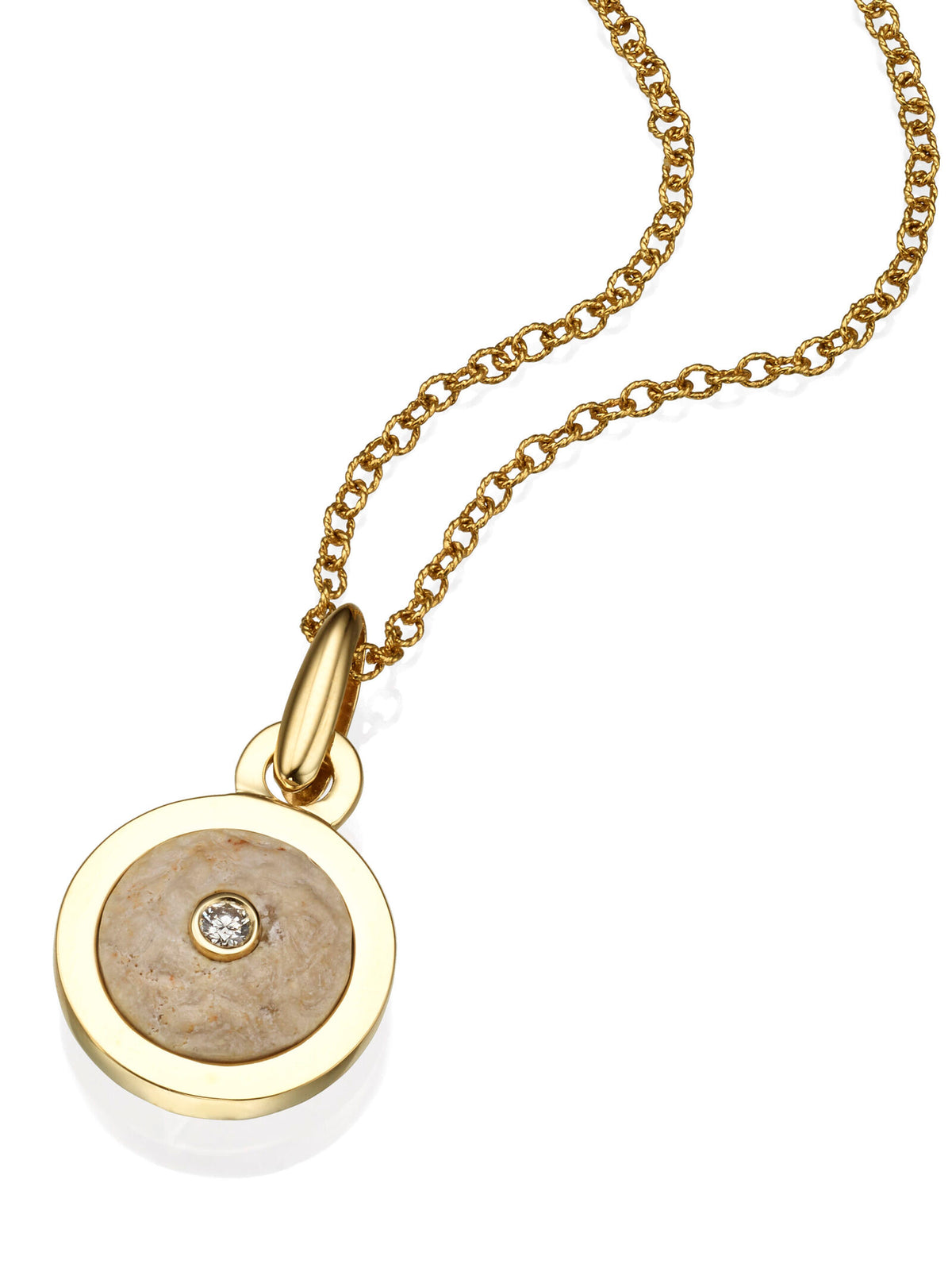 14K Gold and Diamond Round Pendant