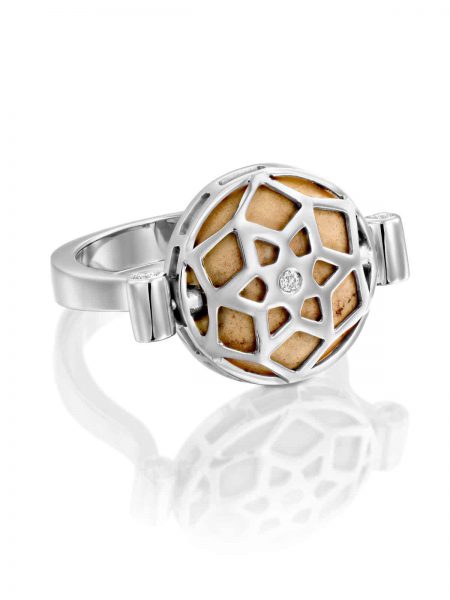Flipping Double sided temple mount stone ring with diamond and gold
