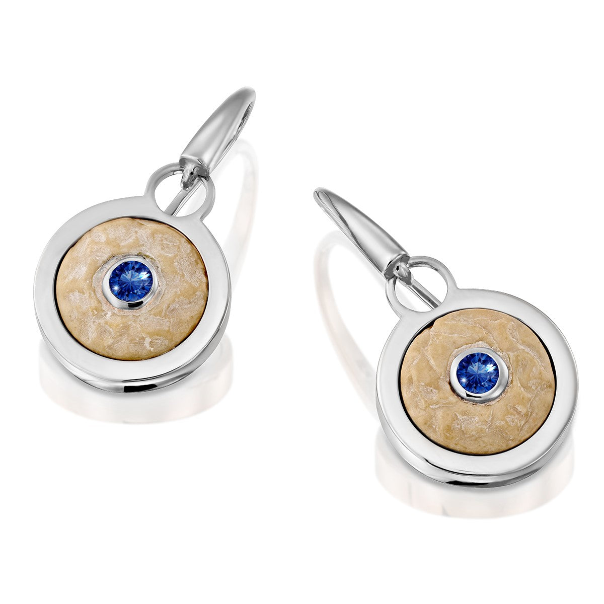 Sapphire Circle of Faith Earrings With Jerusalem Stone