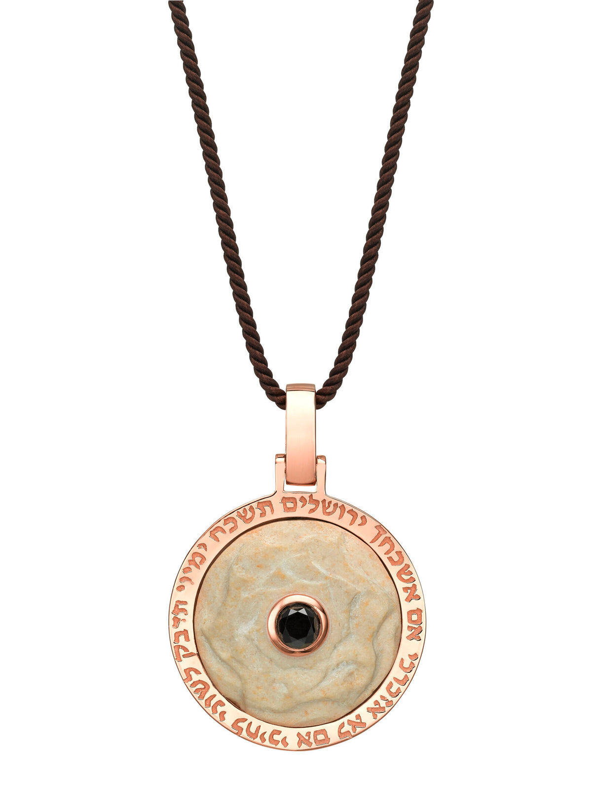 Double-Sided Pendant with Black Diamond, with Temple Mount Stone