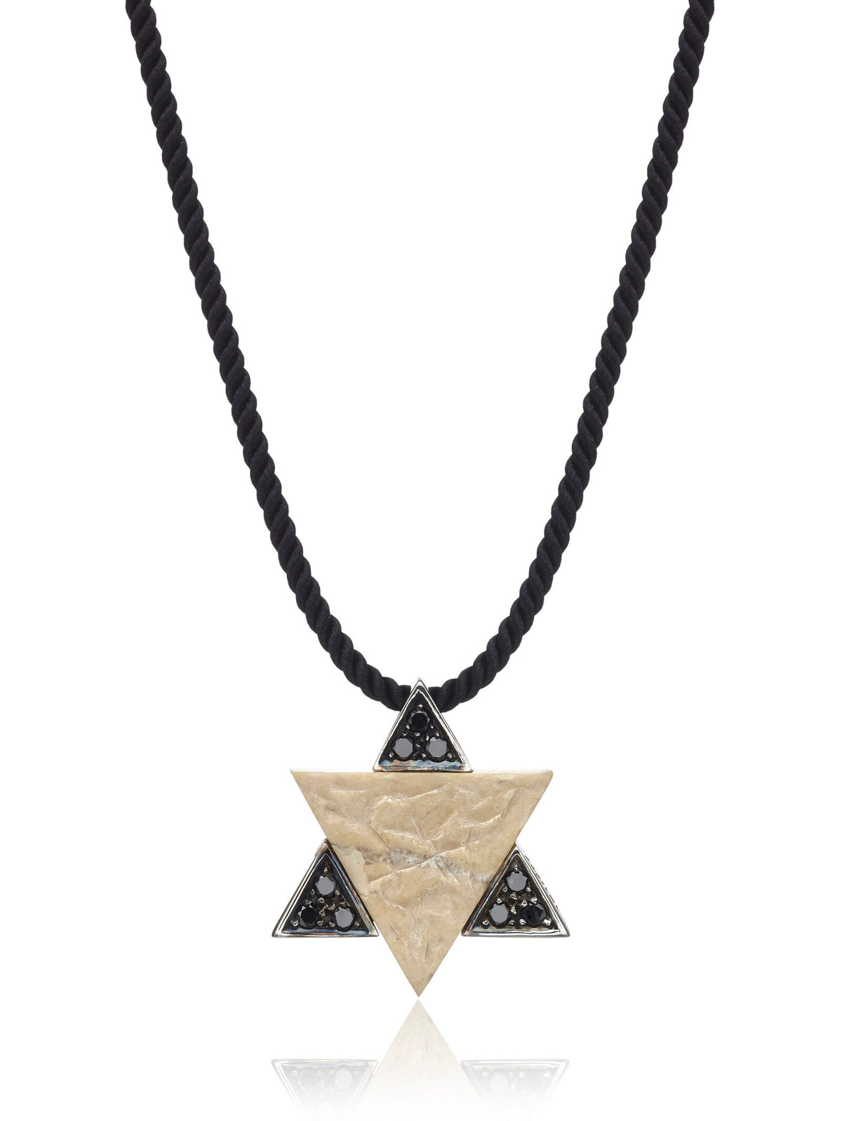 Star of David Black Diamond Pendant with Temple Mount stone