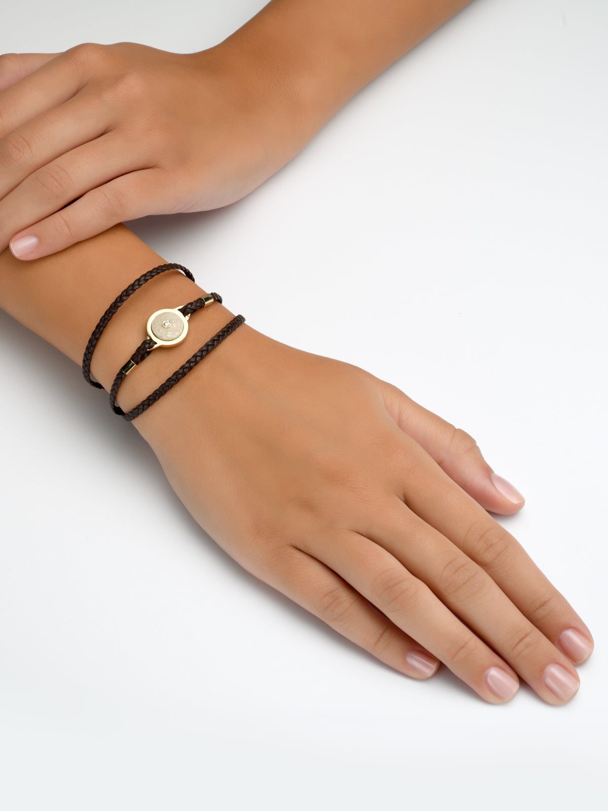 Round Temple Mount Stone Bracelet 14K Gold and Diamond