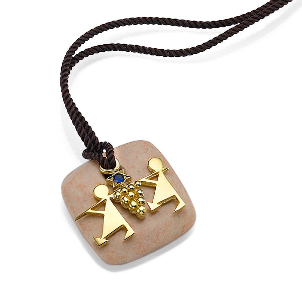 Moriah's Vine Bearers Sapphire Pendant with Temple Mount Stone.