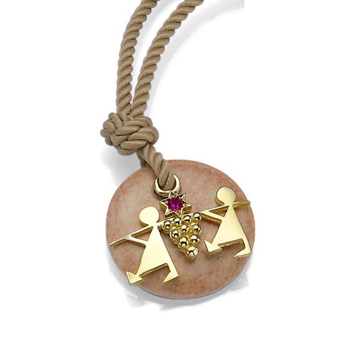 Moriah's Vine Bearers Ruby Pendant with Temple Mount Stone, and Gold