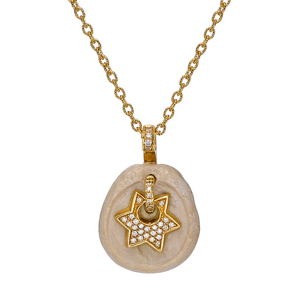 Star Of David Diamond Pendant with Jerusalem Stone from Temple Mount